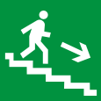 Е 13 Направление к эвакуационному выходу по лестнице вниз - Изготовление знаков и стендов, услуги печати, компания «ЗнакЪ 96»